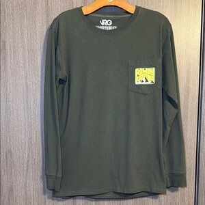 Rowdy Gentleman Men’s Psych Mountain Graphic Green Tshirt Size Medium EUC